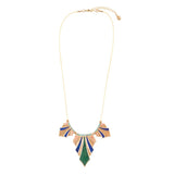 Art Deco Colorful Inlaid Golden Statement Necklace