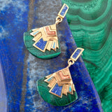 Art Deco Multi Colored Golden Earrings
