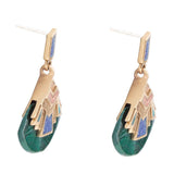 Art Deco Multi Colored Golden Earrings