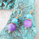 Aruba Purple Jade Golden Drop Earrings