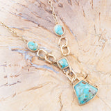 Athena Blue Turquoise Golden Y Neck Necklace