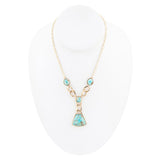 Athena Blue Turquoise Golden Y Neck Necklace