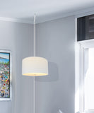 16"W 2 Light Swag Plug-In Pendant White Linen Drum with Diffuser White Cord