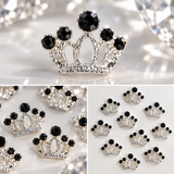 Queen - Nail Charms 10pc - #358 Silver Black Stone Crowns