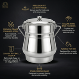 Stainless Steel Milk Pot/Container with lid | Flat Bottom dolchi for Milk - extra large