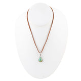 Basic Turquoise and Sterling Silver Pendant Leather Necklace