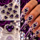 Queen - Nail Charms 10pc - #052 Purple Hearts Gold