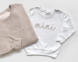 Mama, Dad and Mini Matching Custom Embroidered Sweatshirts and Bodysuits