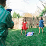 Bolaball Cornhole Board Set - Portable 2x3 ft Wooden Game with 8 Toss Bags, Red & Blue, Model 317549