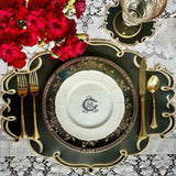 CELESTIA BLACK OVAL FAUX LEATHER PLACEMAT & NAPKIN & COASTER SET