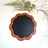 SERENITY BLACK ORANGE SCLALOPED FAUX LEATHER PLACEMAT