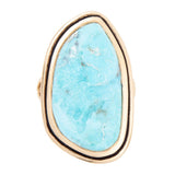 Blue Turquoise Irregular Golden Statement Ring