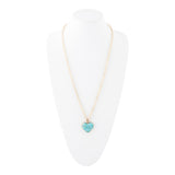 Blue Turquoise Heart Pendant Golden Necklace