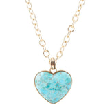 Blue Turquoise Heart Pendant Golden Necklace