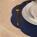 NURTURE NAVY BLUE FAUX LEATHER SCALLOPED PLACEMAT