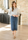 Bryn Dark Wash Denim Midi Skirt