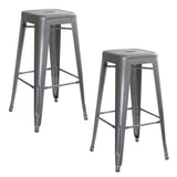 Amerihome Bs0302Pk Loft Silver Metal Bar Stool - 2 Piece