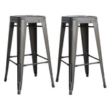 Amerihome Bsmetal2Pk Loft Gun Metal Silver Metal Bar Stool - 2 Piece