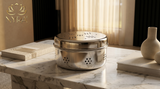 Stainless Steel Round Dibbi/Dabba | Ventilated Dhaniya & Spice Box - large