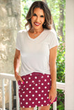 Burgundy Polka Dot Skort