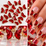Queen - Nail Charms 10pc - #322 Gold Red Butterflies
