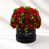 Classic Black Box | Red Persian Buttercups & Green Hydrangeas