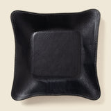 CASUPO Black Leather Travel Valet Tray, Full Grain, Personalizable