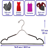 Standard Clothes Hangers with Pant Bar, Shoulder Notch & Slim Profile, Chrome Finish