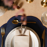 NURTURE NAVY BLUE FAUX LEATHER SCALLOPED PLACEMAT