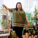 Aanya Adjustable Short Kaftan – Boho Kaftan Tunic Made from Reclaimed Sari