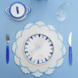 CRESSIDA BLUE & WHITE SCALLOPED FABRIC PLACEMAT