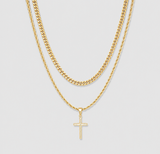 Small Cross Necklace Gold Set