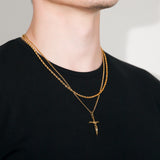 Crucifix Pendant Rope Gold Set
