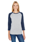 Ladies Baseball TShirt WHITE NAVY RED L(D0102H2HRNU)