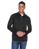 Mens Radar QuarterZip Performance LongSleeve Top BLK TRU ROYAL L(D0102H7K8R6)