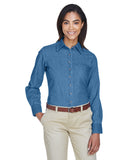 Ladies 65 oz LongSleeve Denim Shirt DARK DENIM S(D0102H7NV58)