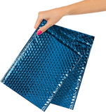 Metallic Blue Bubble Mailers 65 x 105 Poly Padded Envelopes Pack of 10 Self Adhesive Padded Shipping Envelopes Peel and Seal Mai