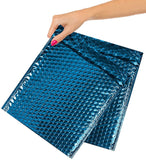 Metallic Blue Bubble Mailers 8 x 11 Poly Padded Envelopes Pack of 10 Self Adhesive Padded Shipping Envelopes Peel and Seal Mail 