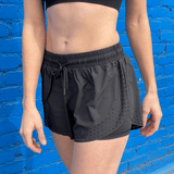 Arielle Athletic Shorts with BuiltIn compression Liner(D0102HEB27V)