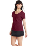 Ladies PerfectT VNeck TShirt MAROON 3XL(D0102HI3VQY)