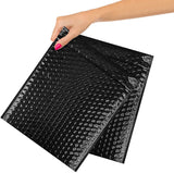 Metallic Black Bubble Mailers 8 x 11 Poly Padded Envelopes Pack of 10 Self Adhesive Padded Shipping Envelopes Peel and Seal Mail