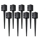 VEVOR Fence Post Anchor Ground Spike, 8 Pack 24 x 4 x 4 Inches Outer Diameter (Inner Diameter 3.5 x3.5 Inches), Metal Black Powd