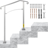 VEVOR Outdoor Stair Railing, Fit 2 or 3 Steps Alloy Metal Handrailing, Front Porch Flexible Transitional Handrail, Arch Step Rai