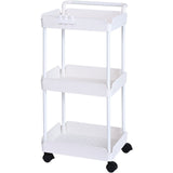 VEVOR 3-Tier Rolling Utility Cart, Kitchen Cart with Lockable Wheels, Multi-Functional Storage Trolley with Handle for Office, L