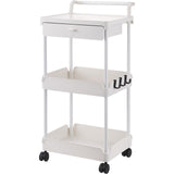VEVOR 3-Tier Rolling Utility Cart with Drawer, Kitchen Cart with Lockable Wheels, Multifunctional Storage Trolley with Handle fo