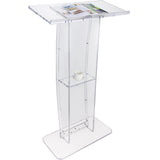 VEVOR Acrylic Podium, 47 Clear Acrylic Podium Stand with Wide Reading Surface & Storage Shelf, Floor-standing Clear Pulpits Acry