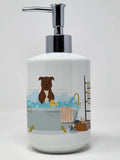 NEW Chocolate Staffordshire Bull Terrier in Bathtub Ceramic Soap Dispenser Hand Soap Dispenser Pump Bottles for Bathroom Kitchen