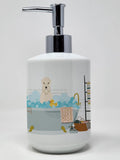 Soft Coated Wheaten Terrier in Bathtub Ceramic Soap Dispenser Hand Soap Dispenser Pump Bottles for Bathroom Kitchen, Empty Refil