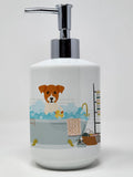 Jack Russell Terrier in Bathtub Ceramic Soap Dispenser Hand Soap Dispenser Pump Bottles for Bathroom Kitchen, Empty Refillable L