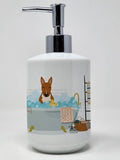 NEW Red Bull Terrier in Bathtub Ceramic Soap Dispenser Hand Soap Dispenser Pump Bottles for Bathroom Kitchen, Empty Refillable L